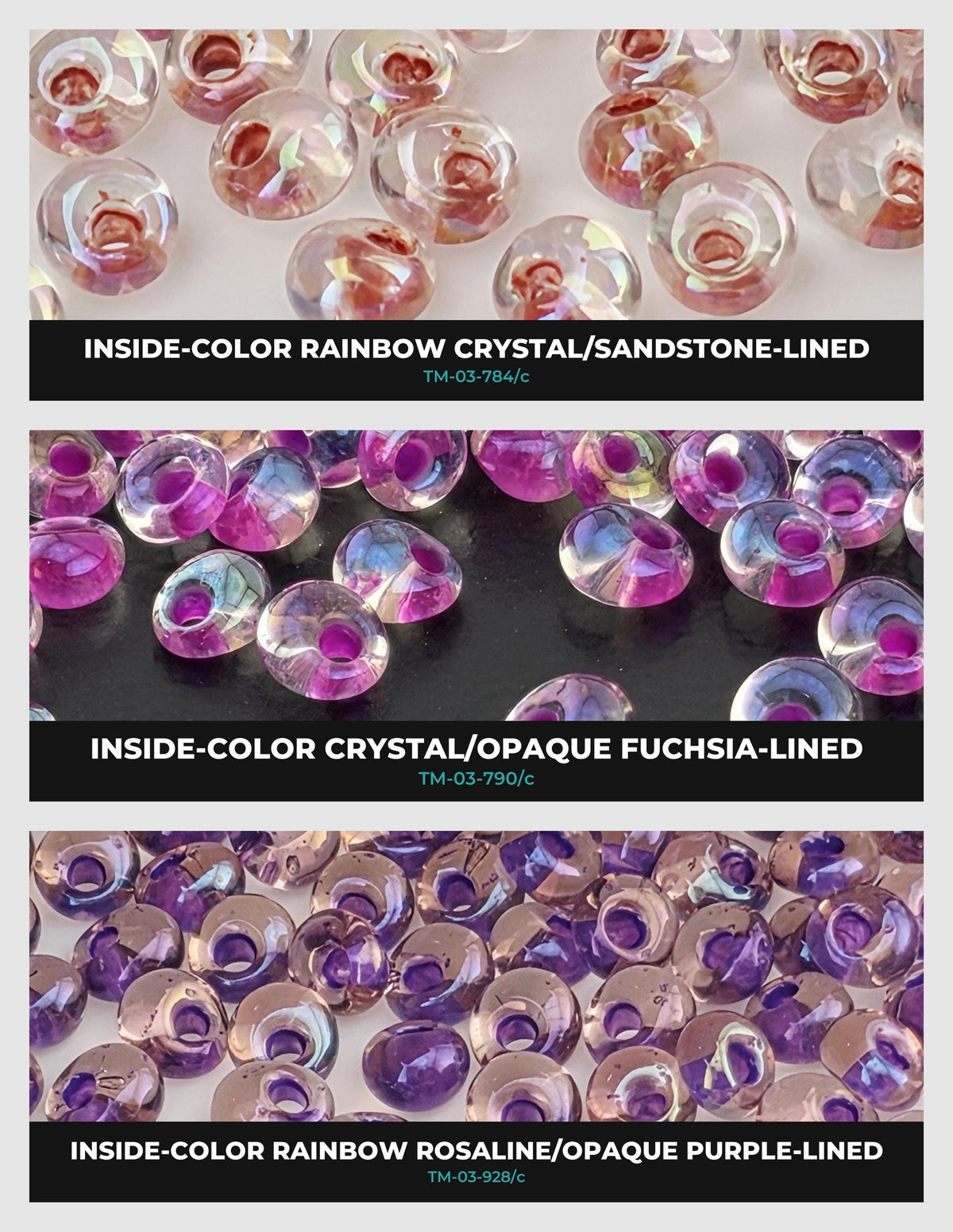 three different types of beads, each with a unique color and texture. The beads are arranged in a way that showcases their distinct characteristics.