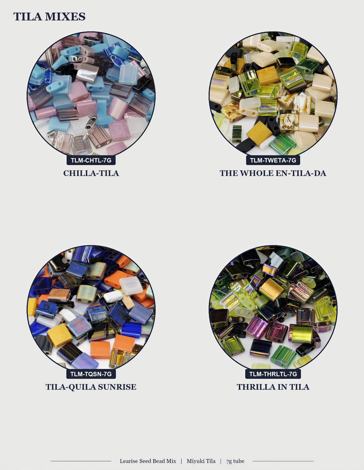 Miyuki Tila Beads, Half-Quarter Mix - Japanese Glass | Two-Hole Geometry | 7.5G For Weaving