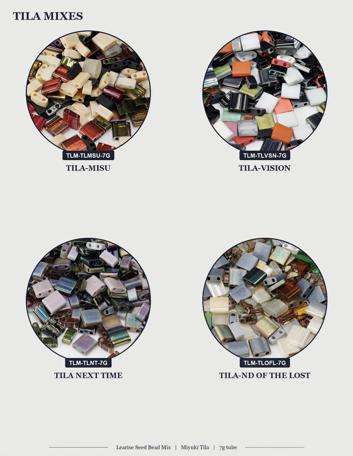 Miyuki Tila Beads, Half-Quarter Mix - Japanese Glass | Two-Hole Geometry | 7.5G For Weaving