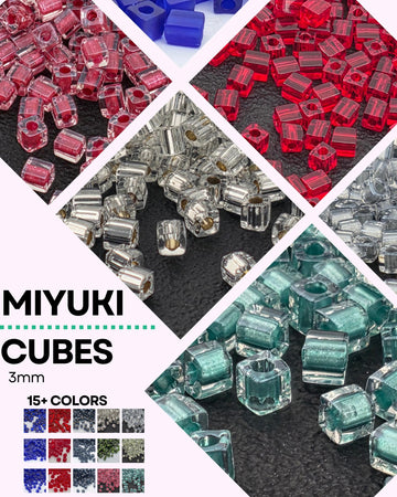 Miyuki 3mm Square Seed Beads 15g, Japanese Glass | Jewelry Making Supply