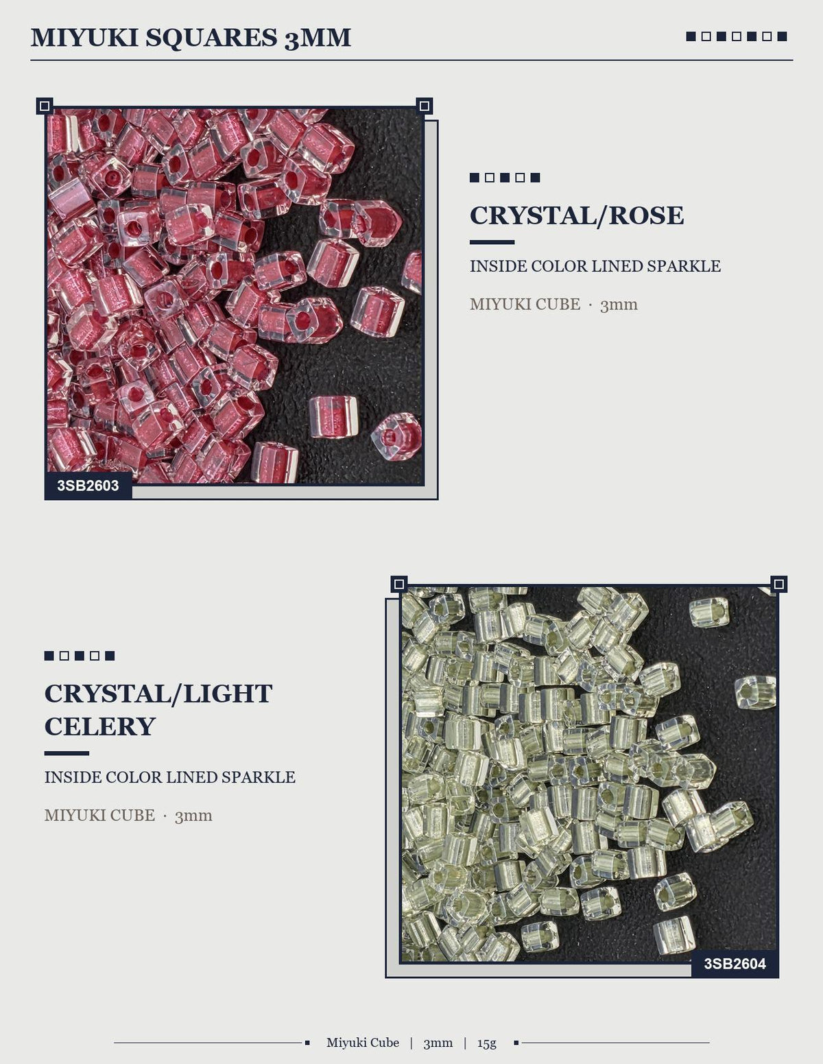 Miyuki 3mm Square Seed Beads 15g, Japanese Glass | Jewelry Making Supply