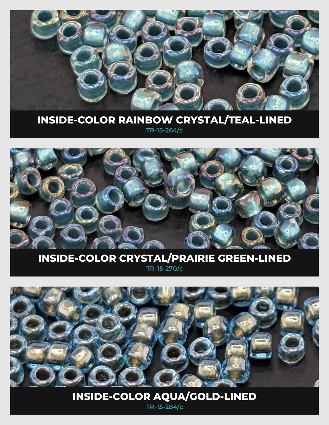 The image is a collage of various colorful seed beads, showcasing different shapes, sizes, and colors.