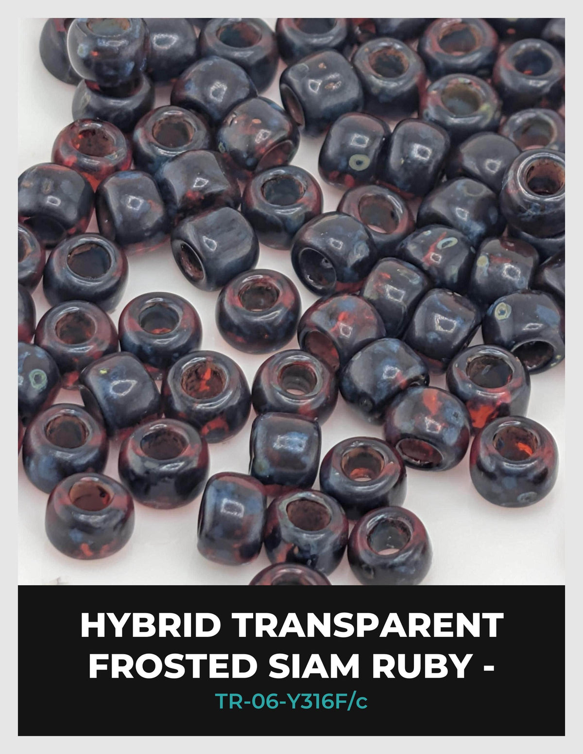 a collection of dark-colored, frosted, and red-toned beads arranged in a visually appealing manner.