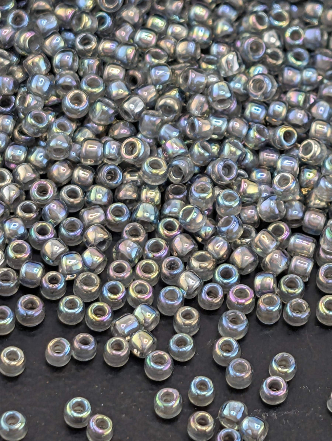 Inside-Color Rainbow Gray/Opaque Gray-Lined Size 11/0 Toho Round 2.5" tube