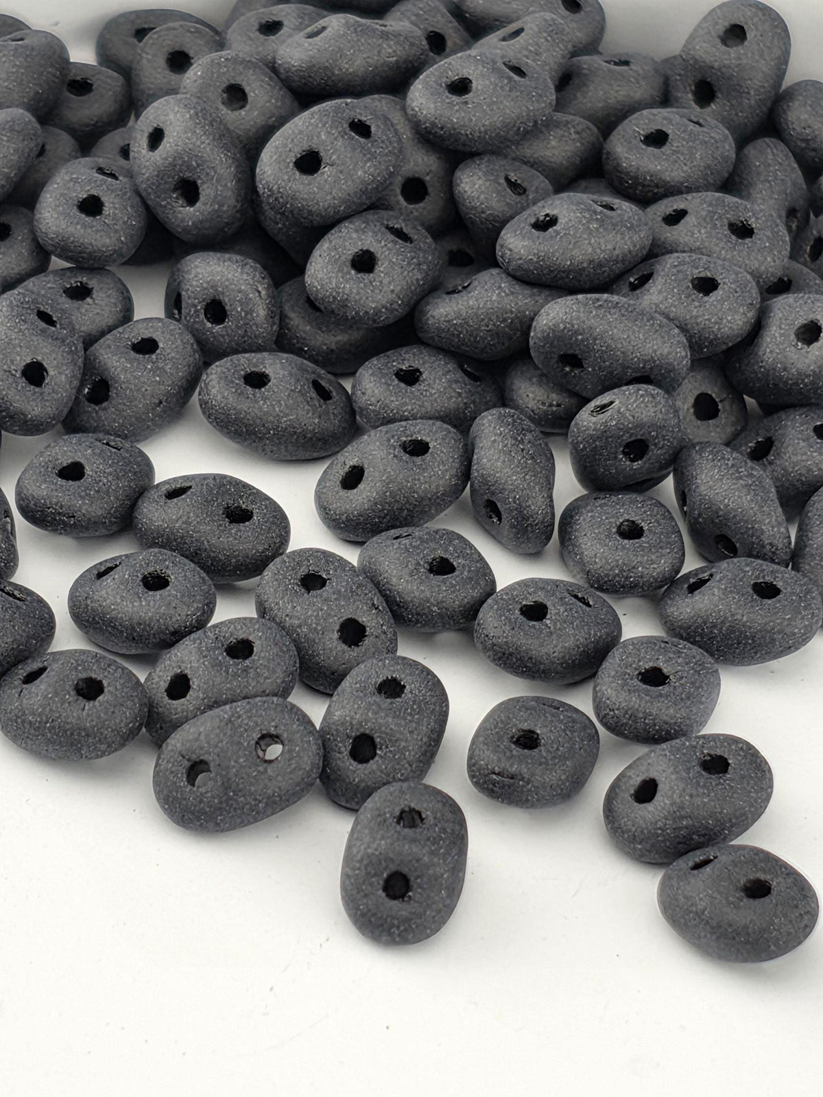 SuperDuo 5 x 2mm Matte Jet, Two Hole Beads | Glass Seed Beads | Bead Weaving Supply