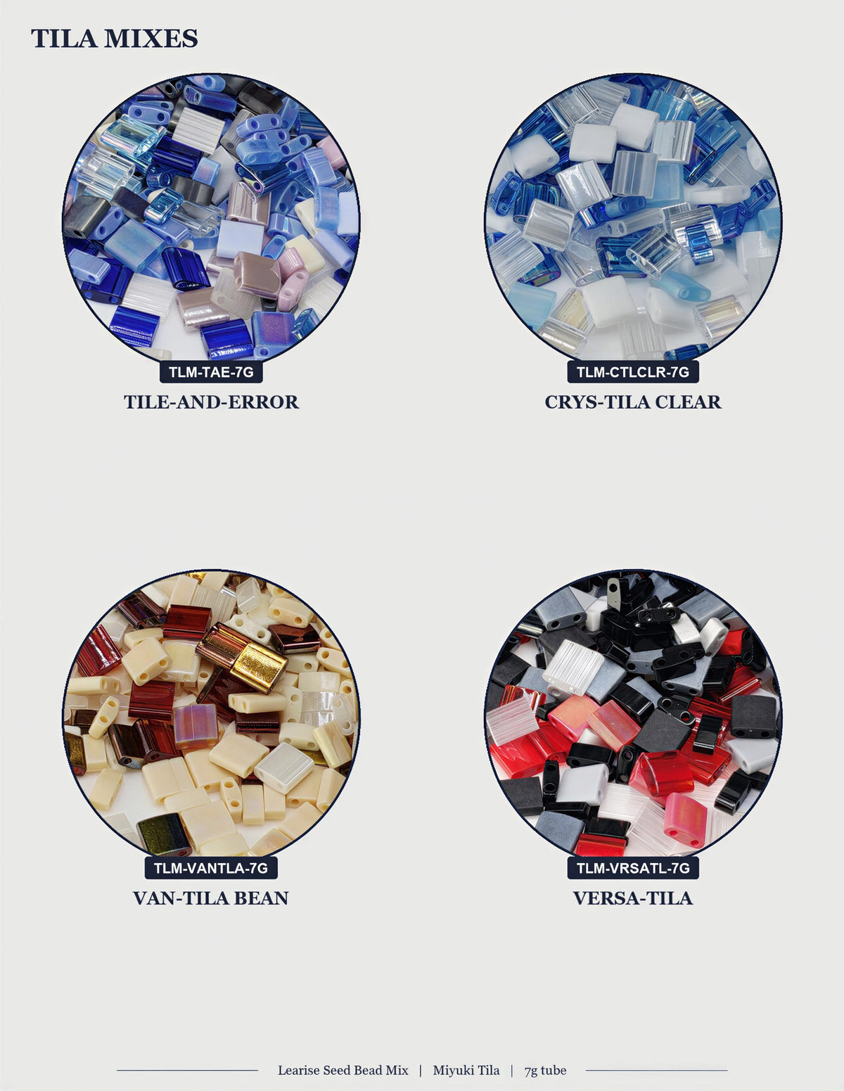 Miyuki Tila Beads, Half-Quarter Mix - Japanese Glass | Two-Hole Geometry | 7.5G For Weaving
