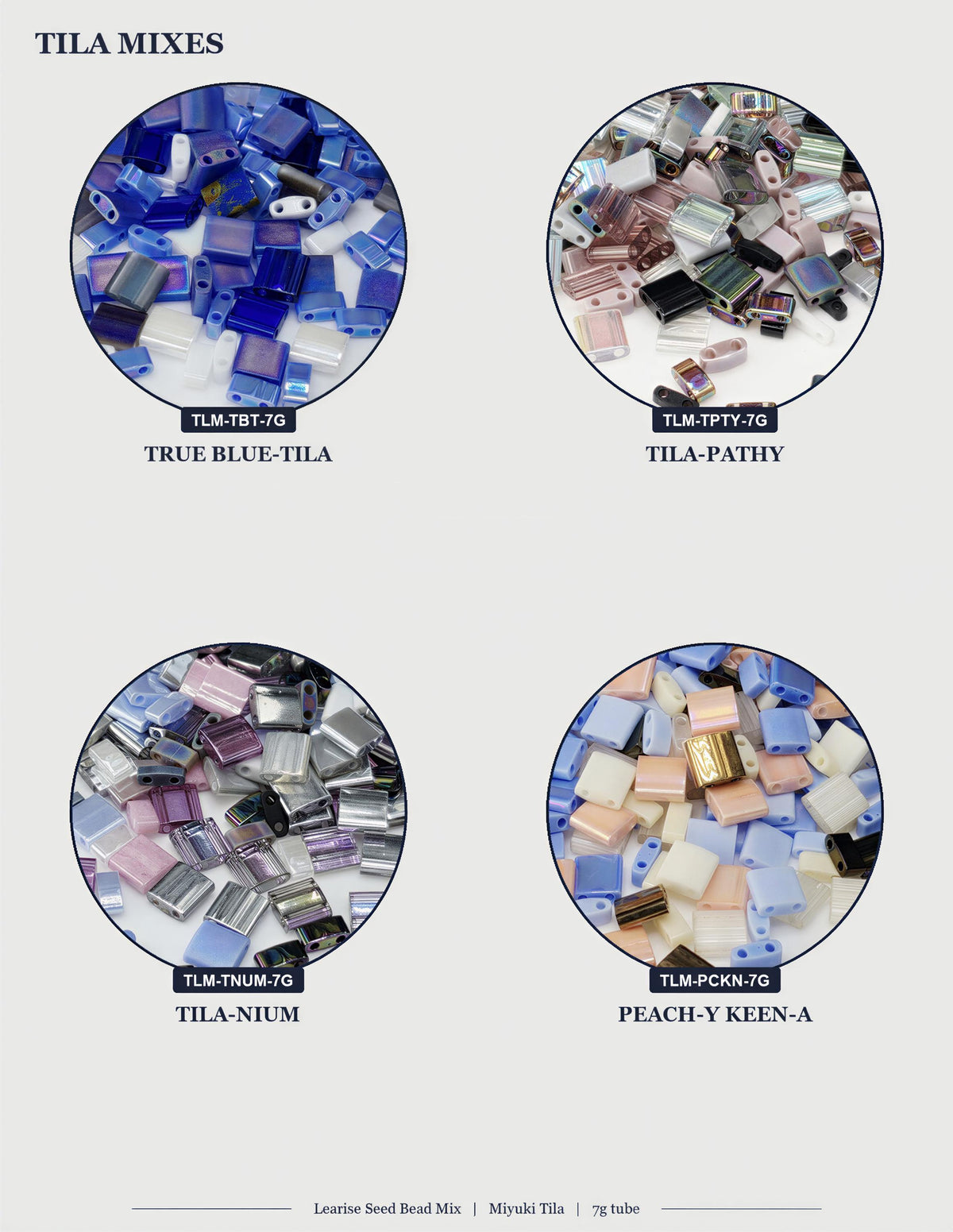Miyuki Tila Beads, Half-Quarter Mix - Japanese Glass | Two-Hole Geometry | 7.5G For Weaving