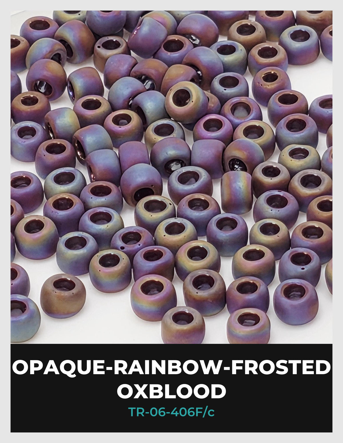The image is a collection of multicolored beads, including those that appear to be iridescent and frosted, arranged in a visually appealing manner.