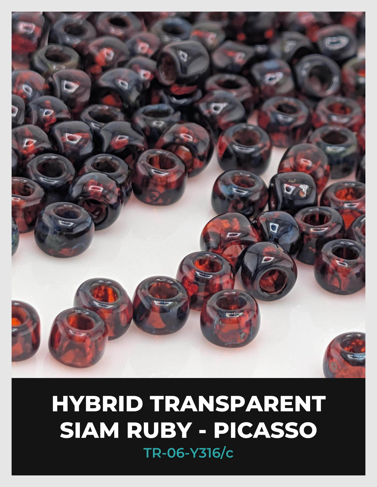 a collection of red and black beads, possibly made of glass or plastic, arranged in a visually appealing manner.