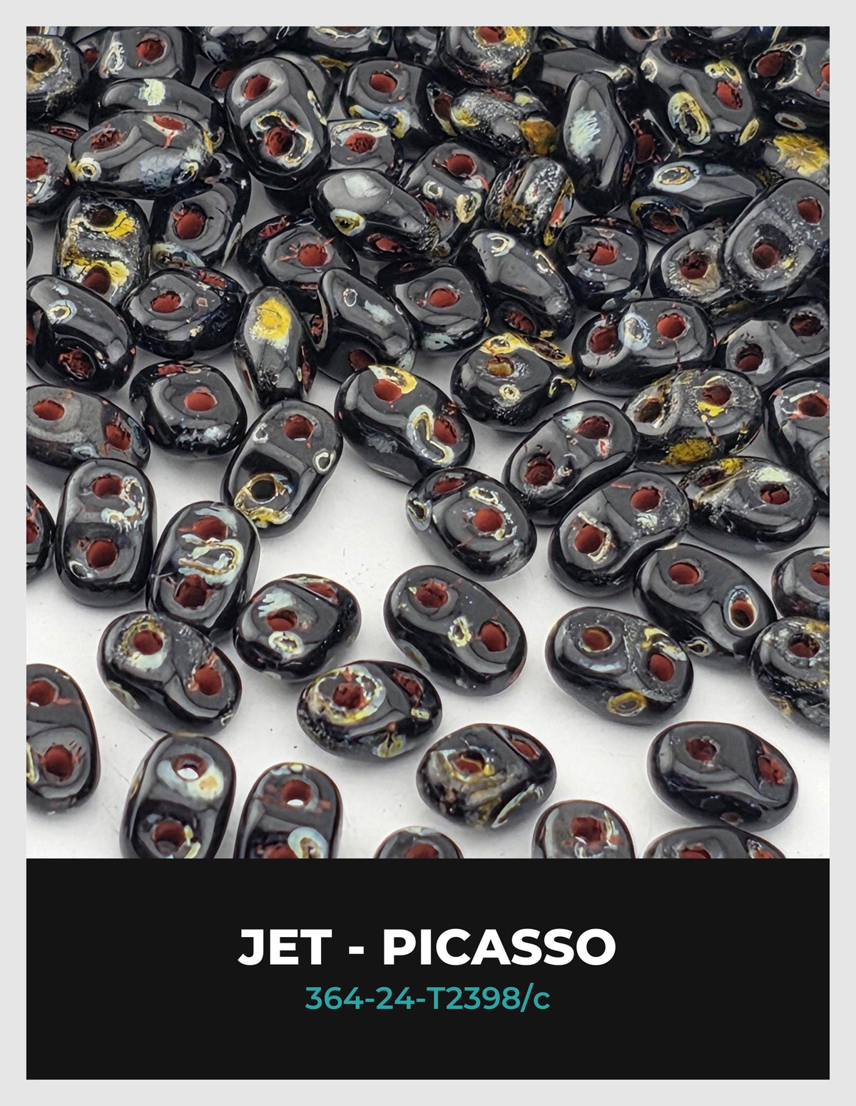 The image is a close-up of numerous black and red beads, possibly resembling beads used for jewelry or other decorative purposes. The image does not contain any text.