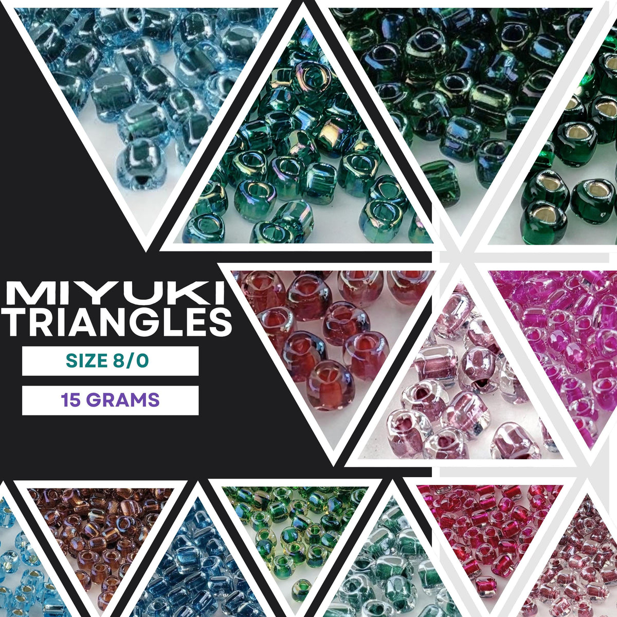 The image is a collage of various colorful beads, including glass beads in different shapes and sizes, arranged in a visually appealing manner.