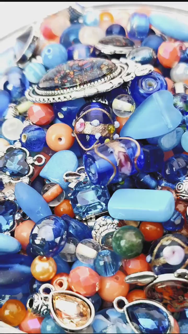 Coral Grief Bead Mix, Salmon Aqua Glass with Metal Spacers (2oz)