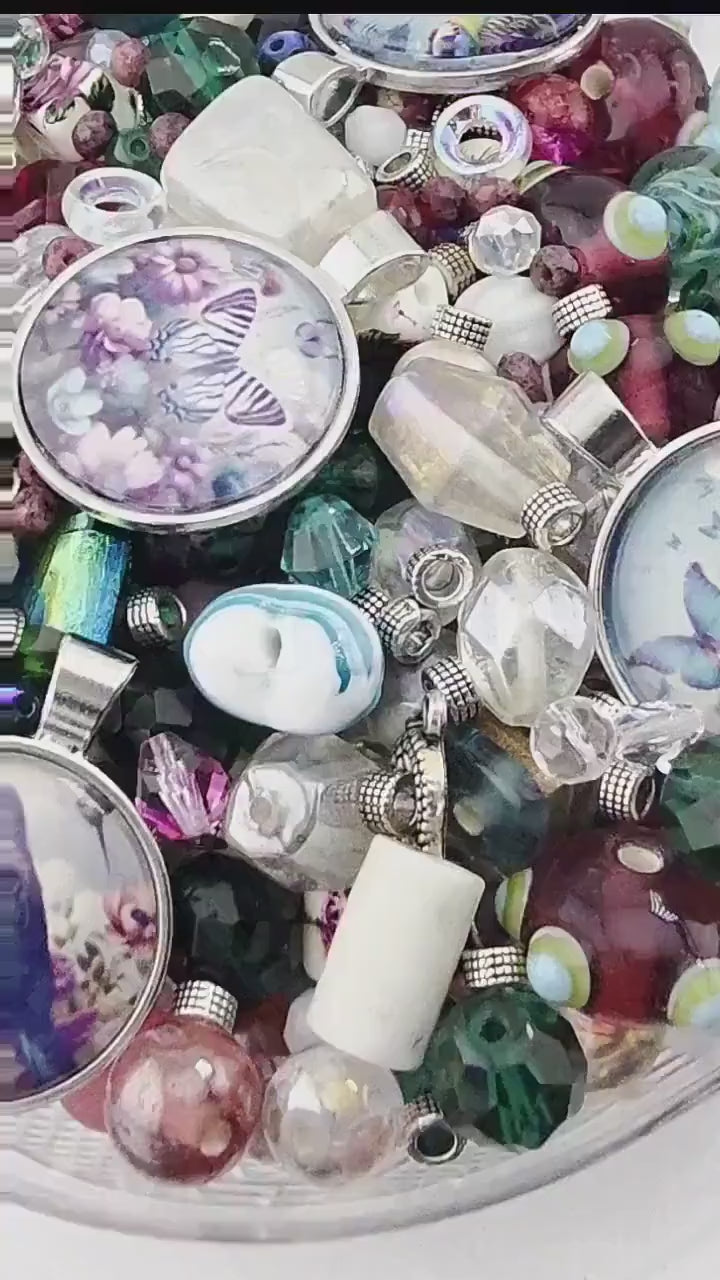 Bead Soup Mix, Garnet & Forest Green | Glass Beads | DIY Jewelry Making