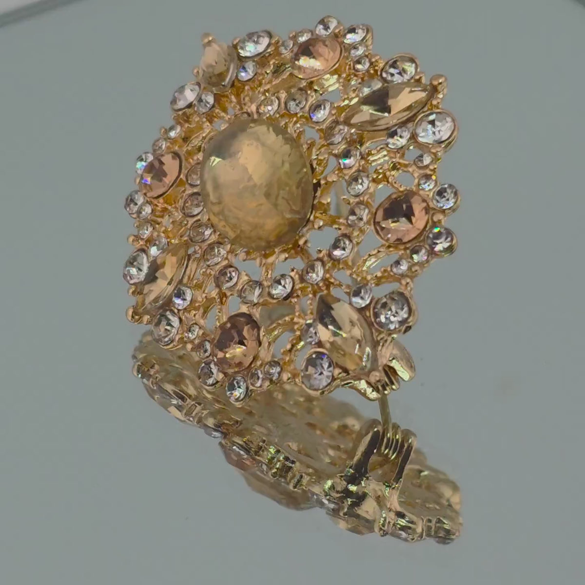 Vintage Gold Oval Rhinestone Brooch Pin, Classic Style | Scarves, Shawls