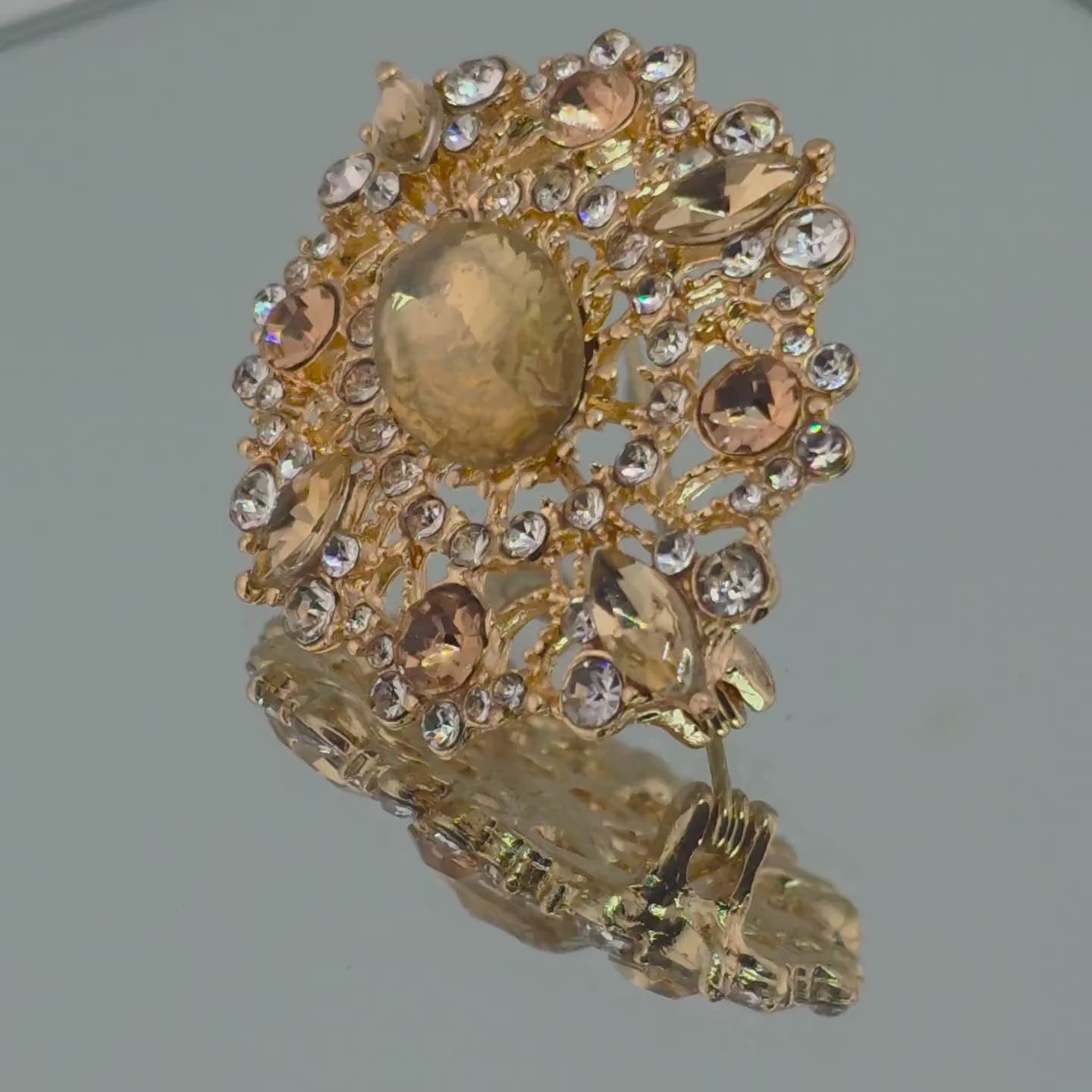 Vintage Gold Oval Rhinestone Brooch Pin, Classic Style | Scarves, Shawls
