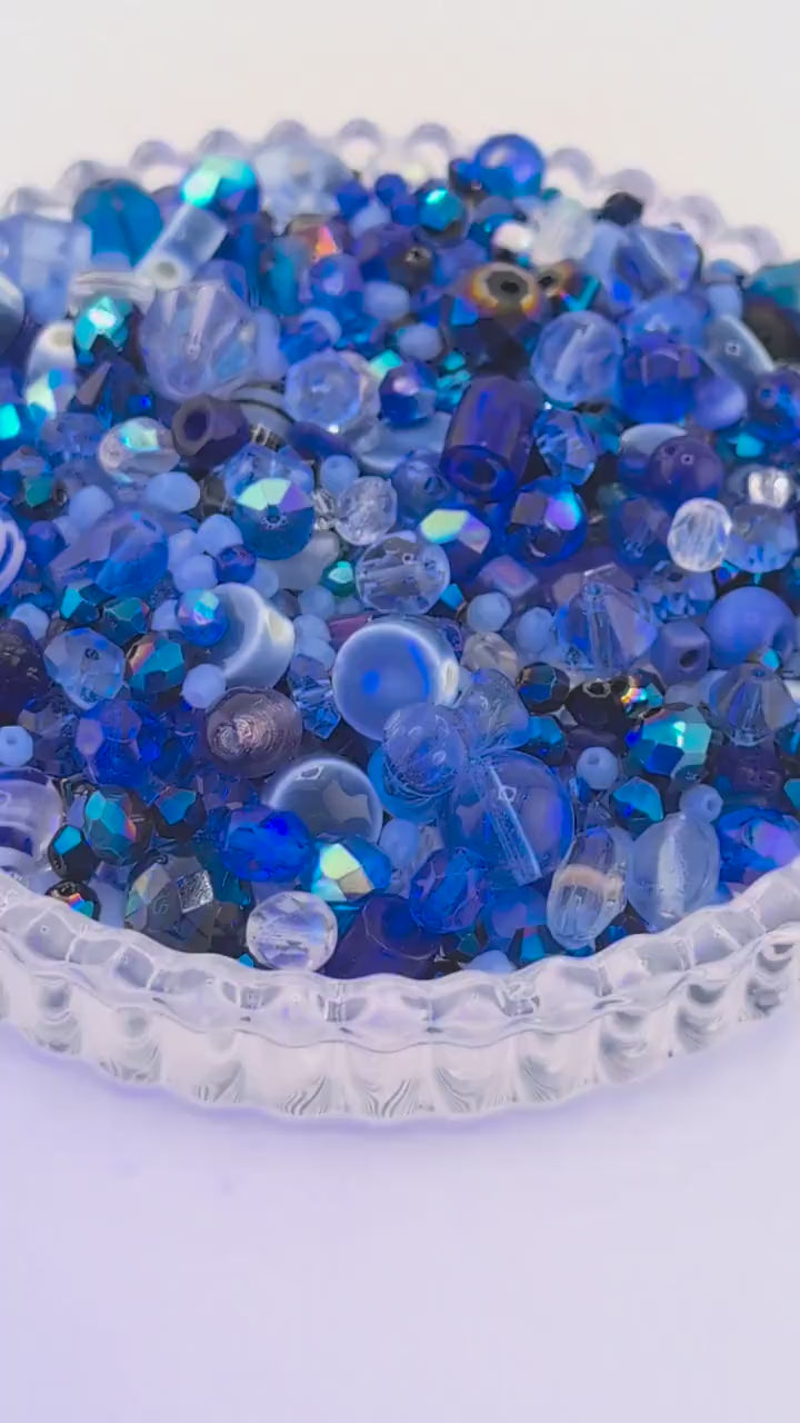 Glass Bead Mix: Glacier Melt Ocean Colors - Frosted & Faceted