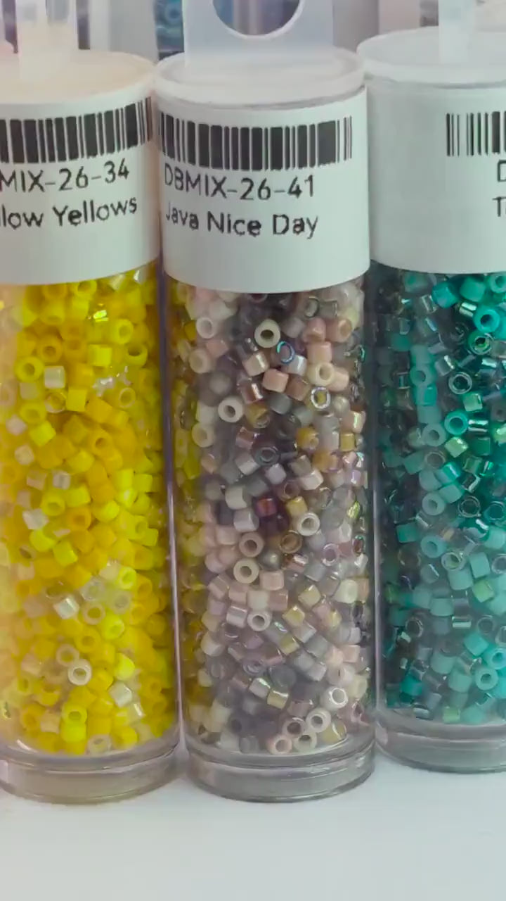 Miyuki Delica Monochromatic Seed Bead Mix 11/0 - Single Color Family Blends for Peyote & Loom - 7g Japanese Glass Cylinder Beads DIY