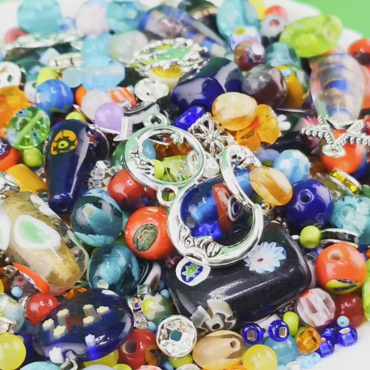 Millifiore Bead Mix: Colorful Glass Variety - Jewelry Craft Supply
