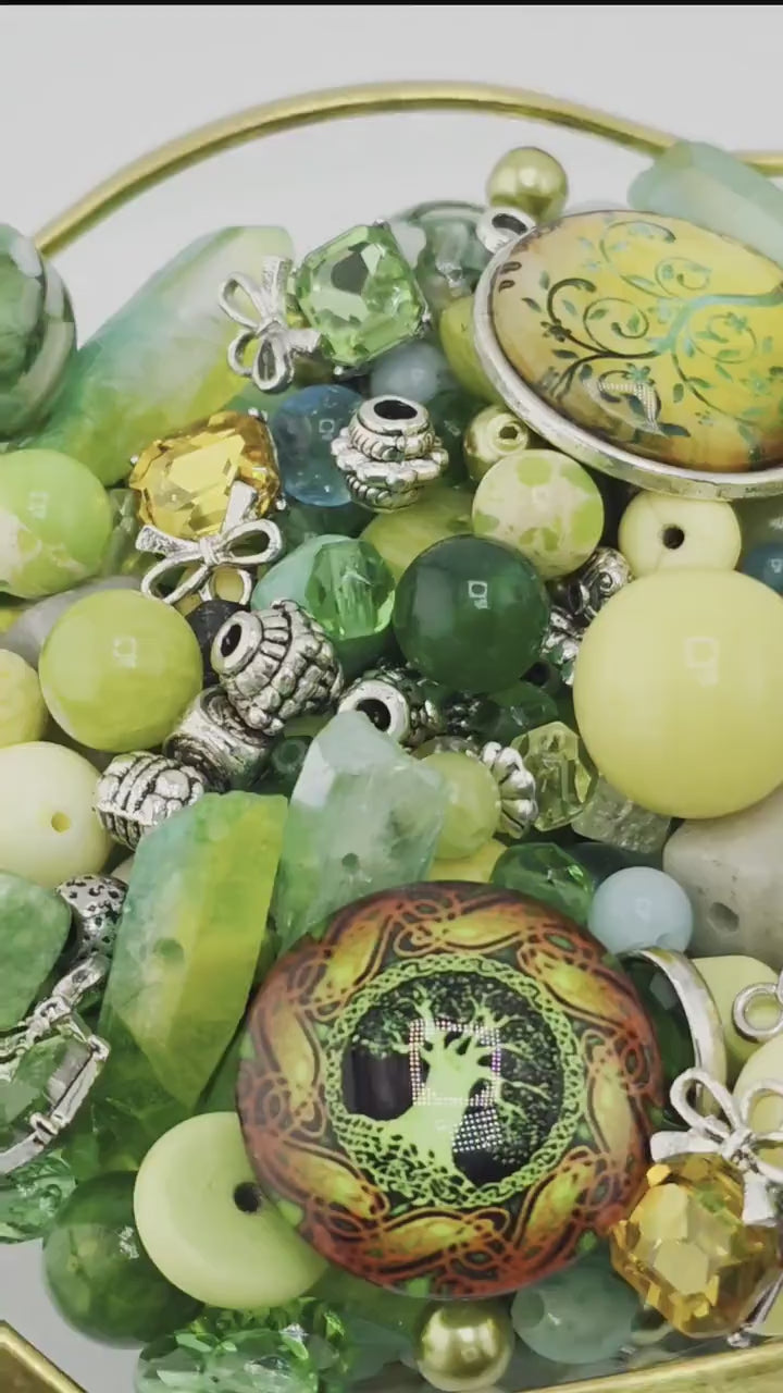 Craft Bead Mix, Gemstone Soup, Wasabi & Citrus (2oz Semi-Precious Lot)